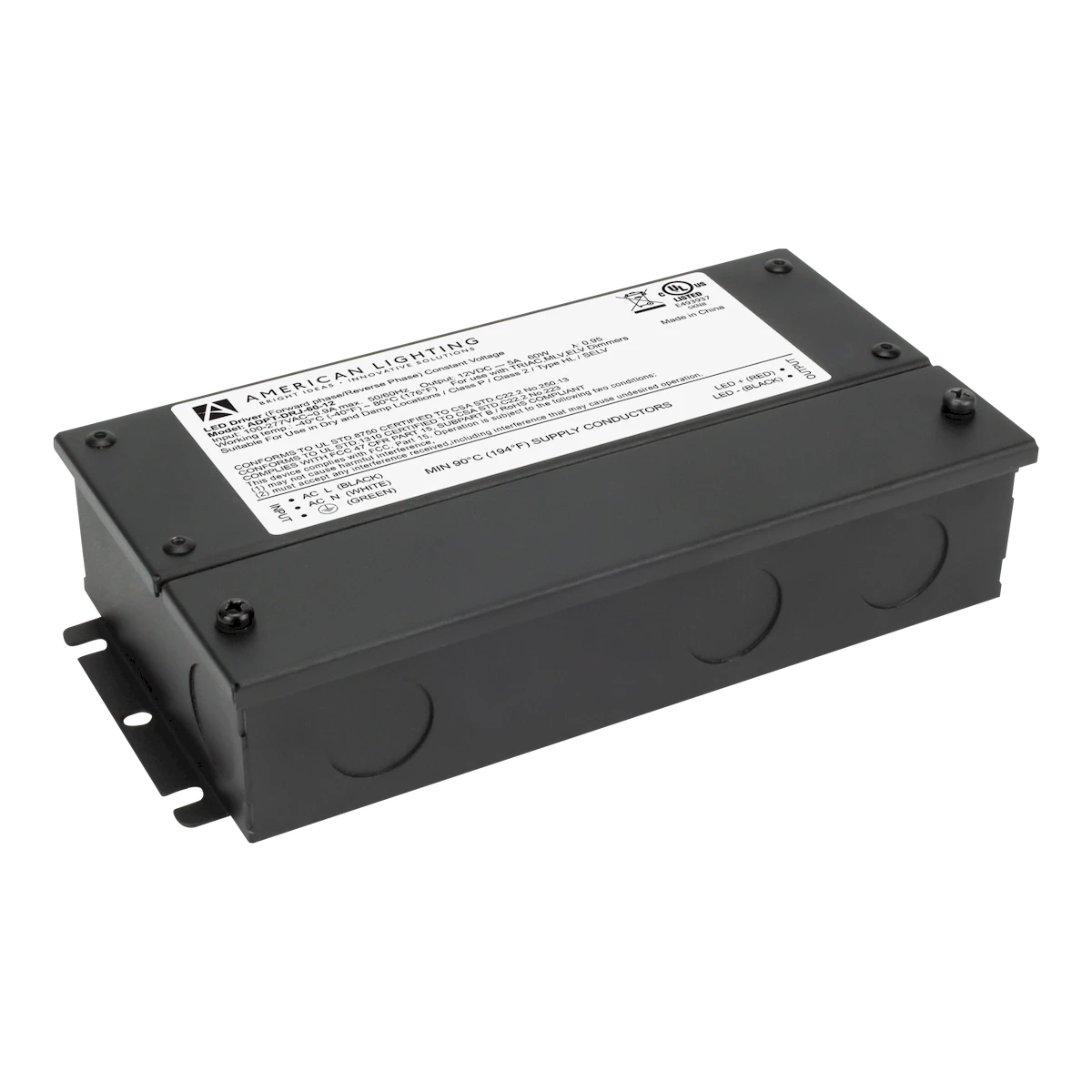 Adaptive Driver with Enclosed Leads and Knockouts 60 Watts 12V DC