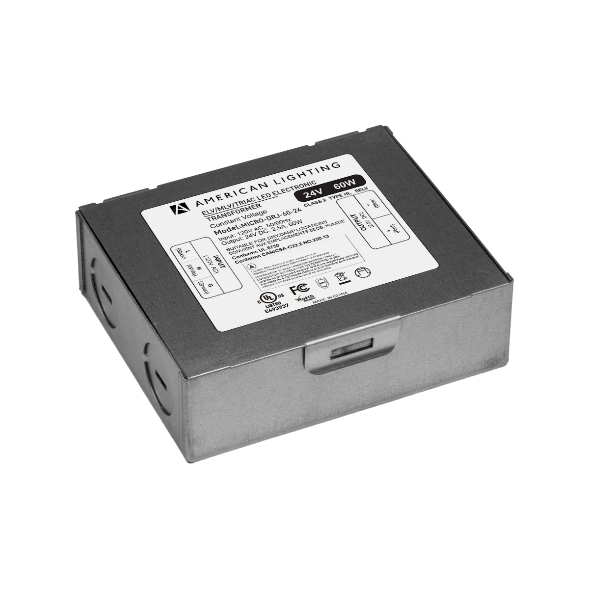 60W 24V Dimmable Micro LED Driver with Junction Box