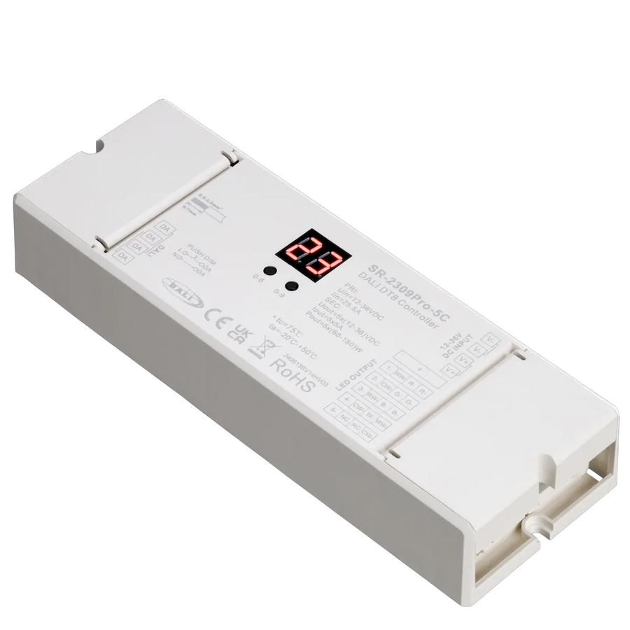 DALI DT6 & DT8 5-Channel 12-36VDC CV LED Decoder (5CH x 5A)