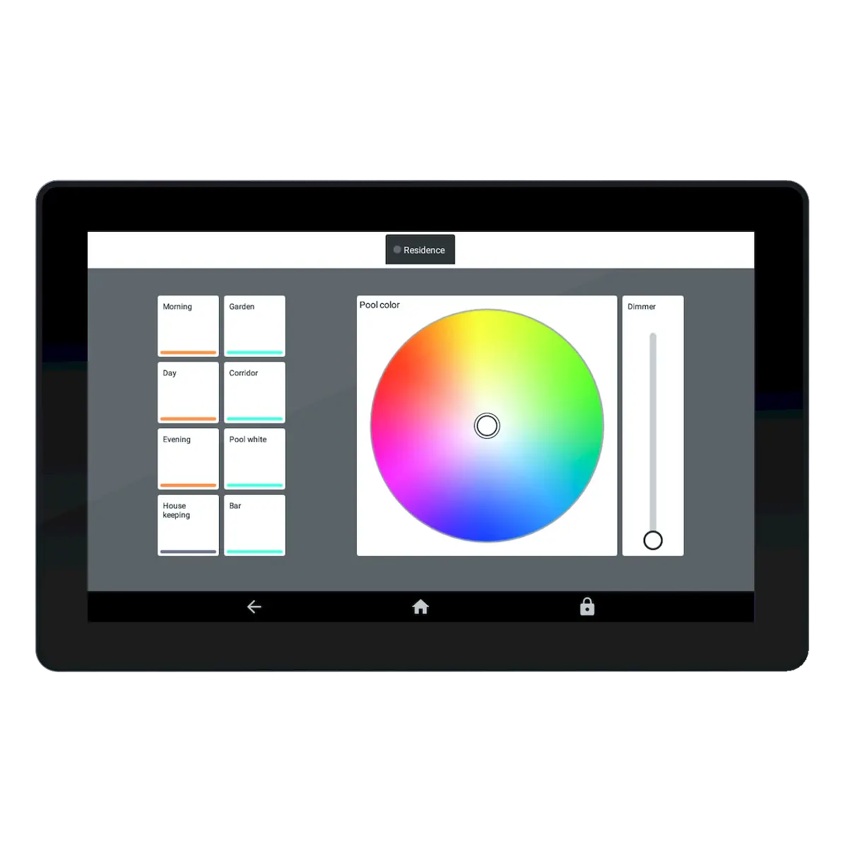 7" wall-mounted touch screen for remote control with built-in Ethernet and WiFi conections. Comes with pre-loaded Arcolis apps.