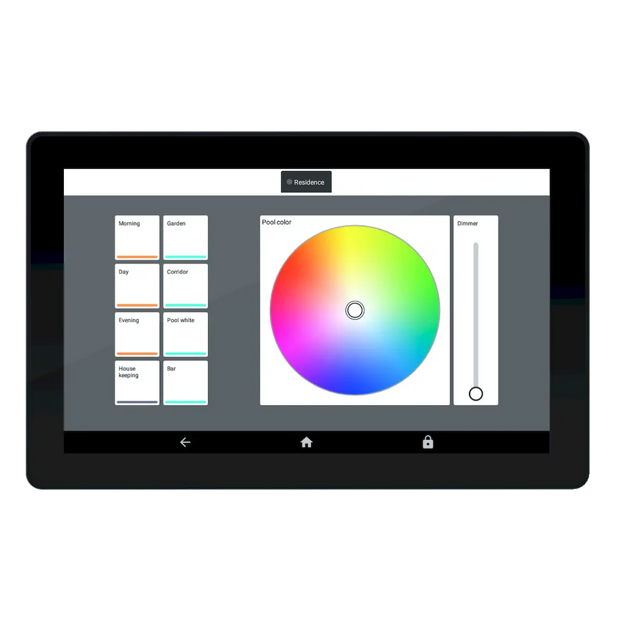 7" wall-mounted touch screen for remote control with built-in Ethernet and WiFi conections. Comes with pre-loaded Arcolis apps.