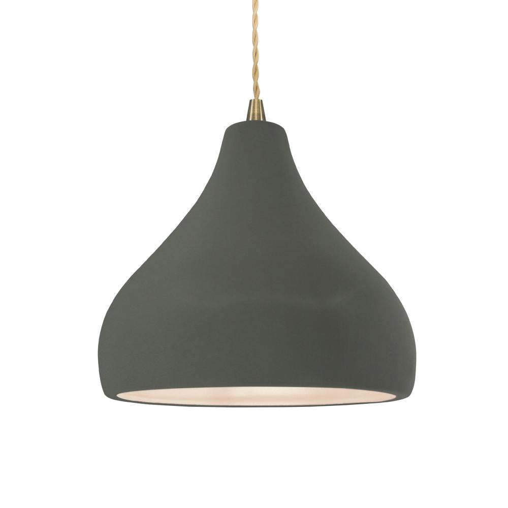 Justice Design Group RADIANCE CER-6563-PWGN-ABRS-BEIG-TWST-LED1-700 Pendant - Pewter Green