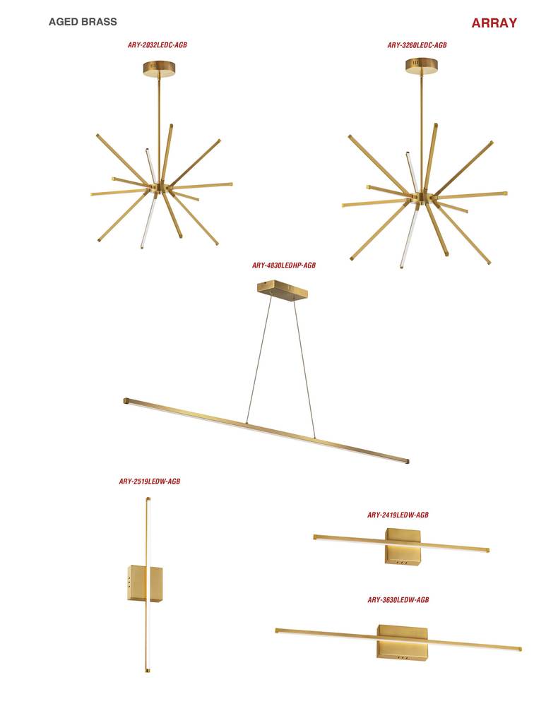 Dainolite ARRAY ARY-3260LEDC-AGB Chandelier Modern - Aged Brass