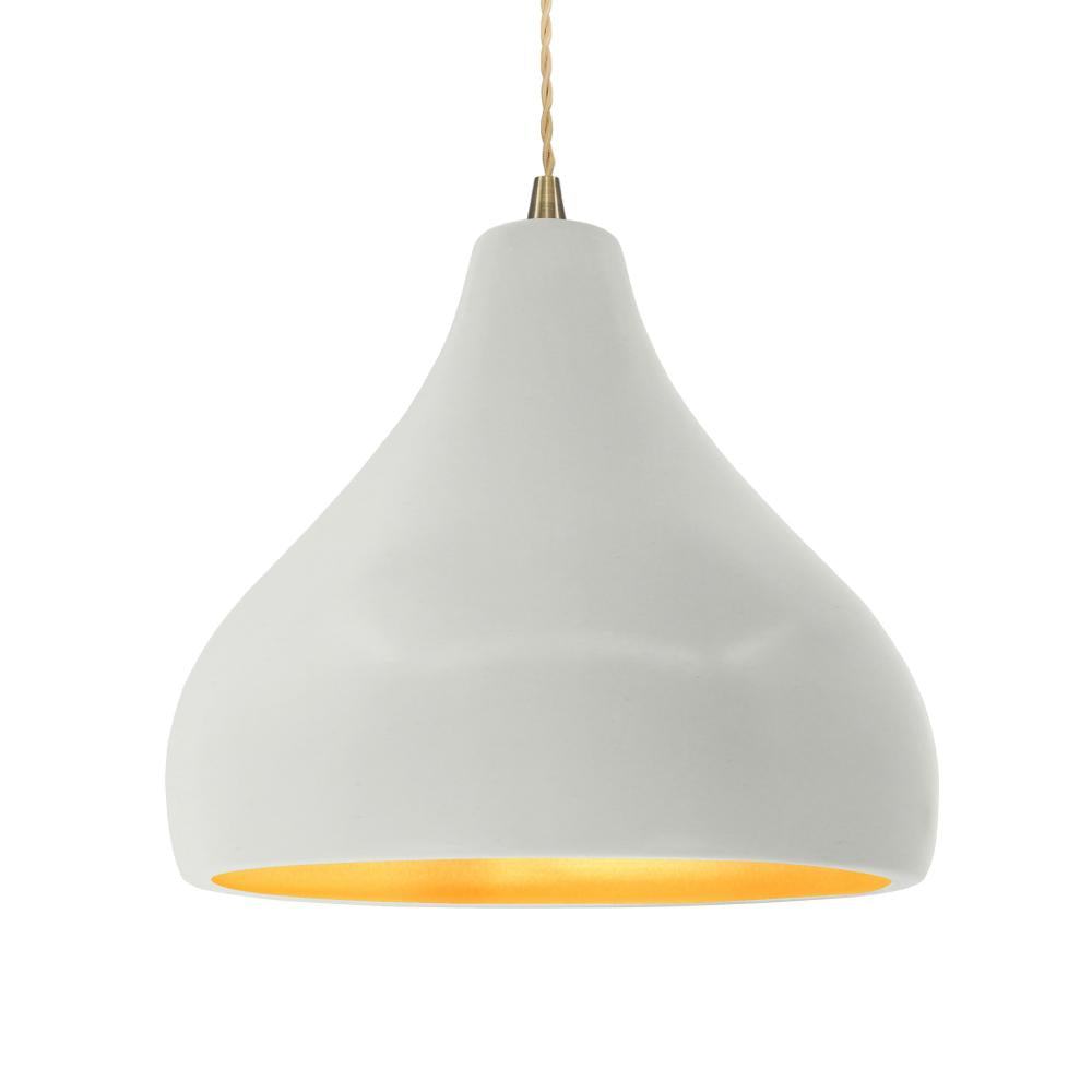 Justice Design Group RADIANCE CER-6565-MTGD-ABRS-BEIG-TWST-LED1-700 Pendant - Matte White With Champagne Gold Internal