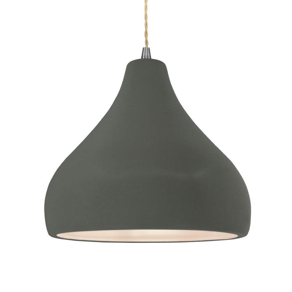 Justice Design Group RADIANCE CER-6565-PWGN-NCKL-BEIG-TWST-LED1-700 Pendant - Pewter Green