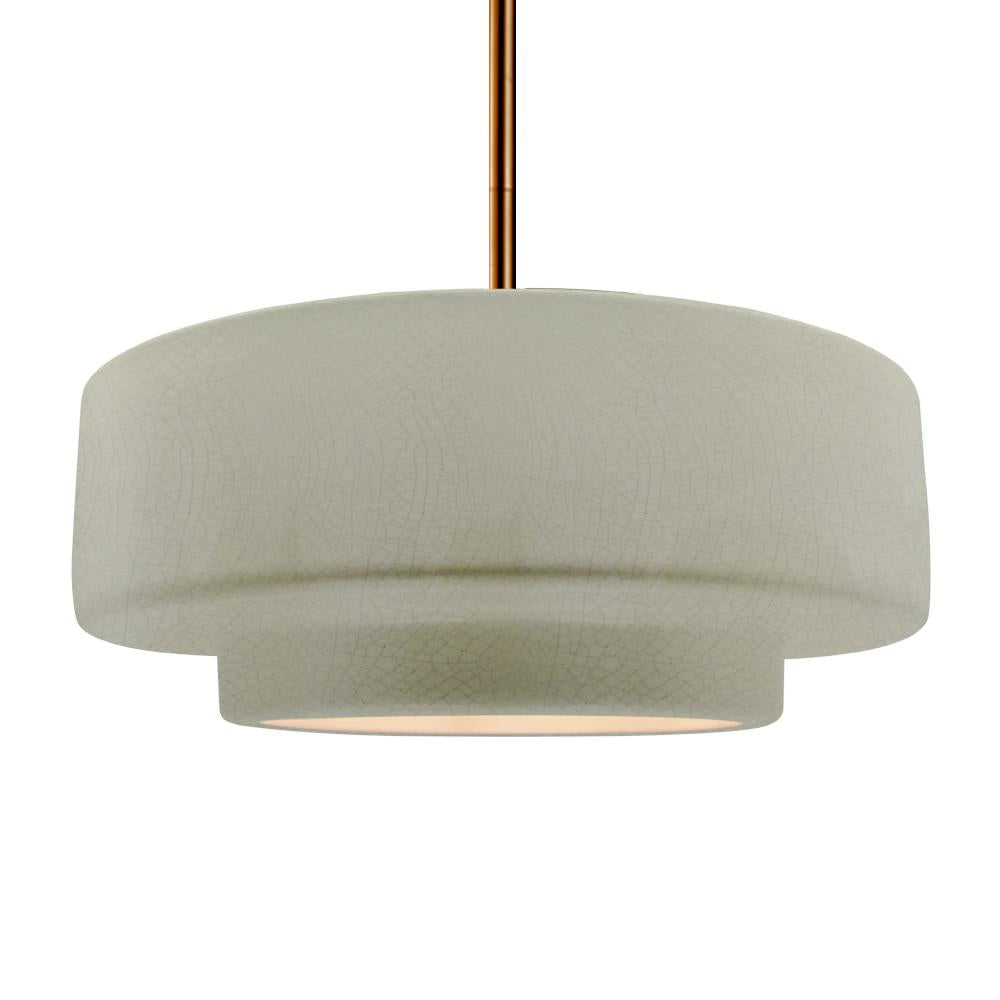 Justice Design Group RADIANCE CER-6545-CKC-BRSS-RIGID-LED1-700 Pendant - Celadon Green Crackle