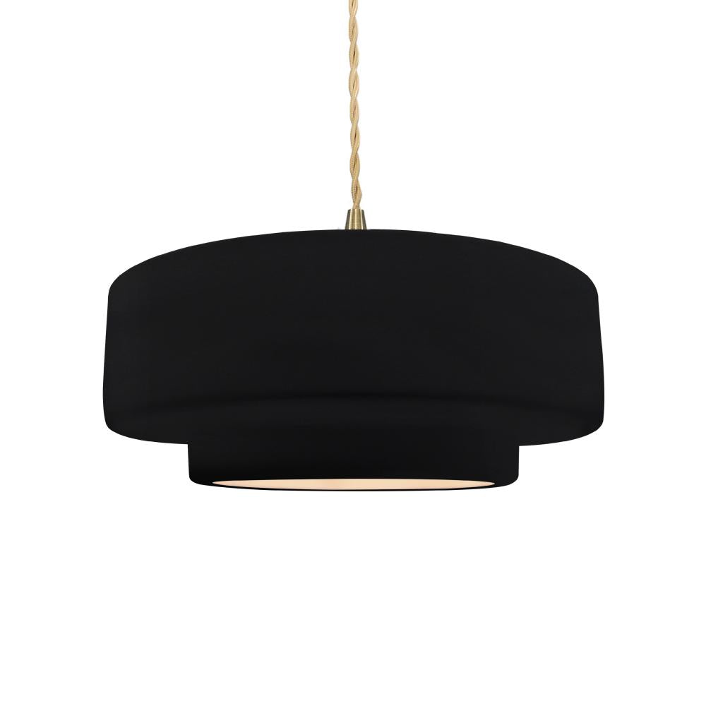 Justice Design Group RADIANCE CER-6543-BKMT-BRSS-BEIG-TWST Pendant - Gloss Black With Matte White Internal