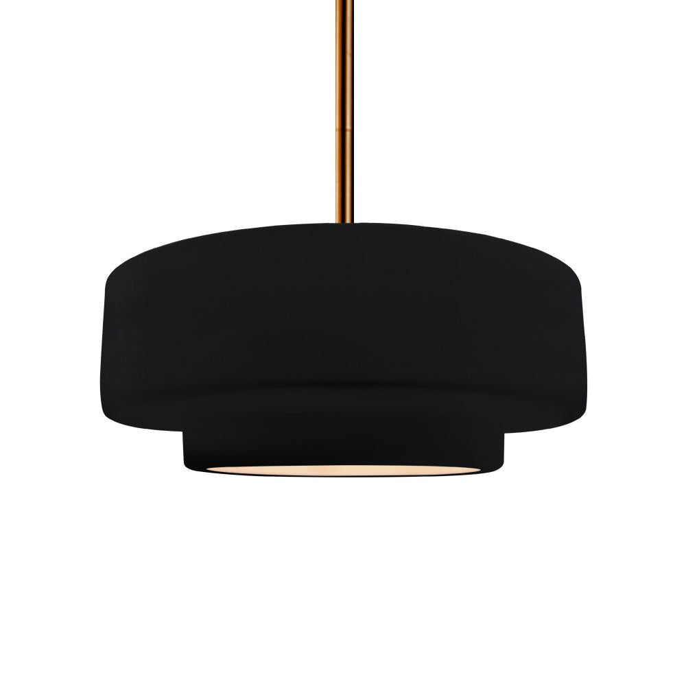 Justice Design Group RADIANCE CER-6543-BKMT-BRSS-RIGID Pendant - Gloss Black With Matte White Internal