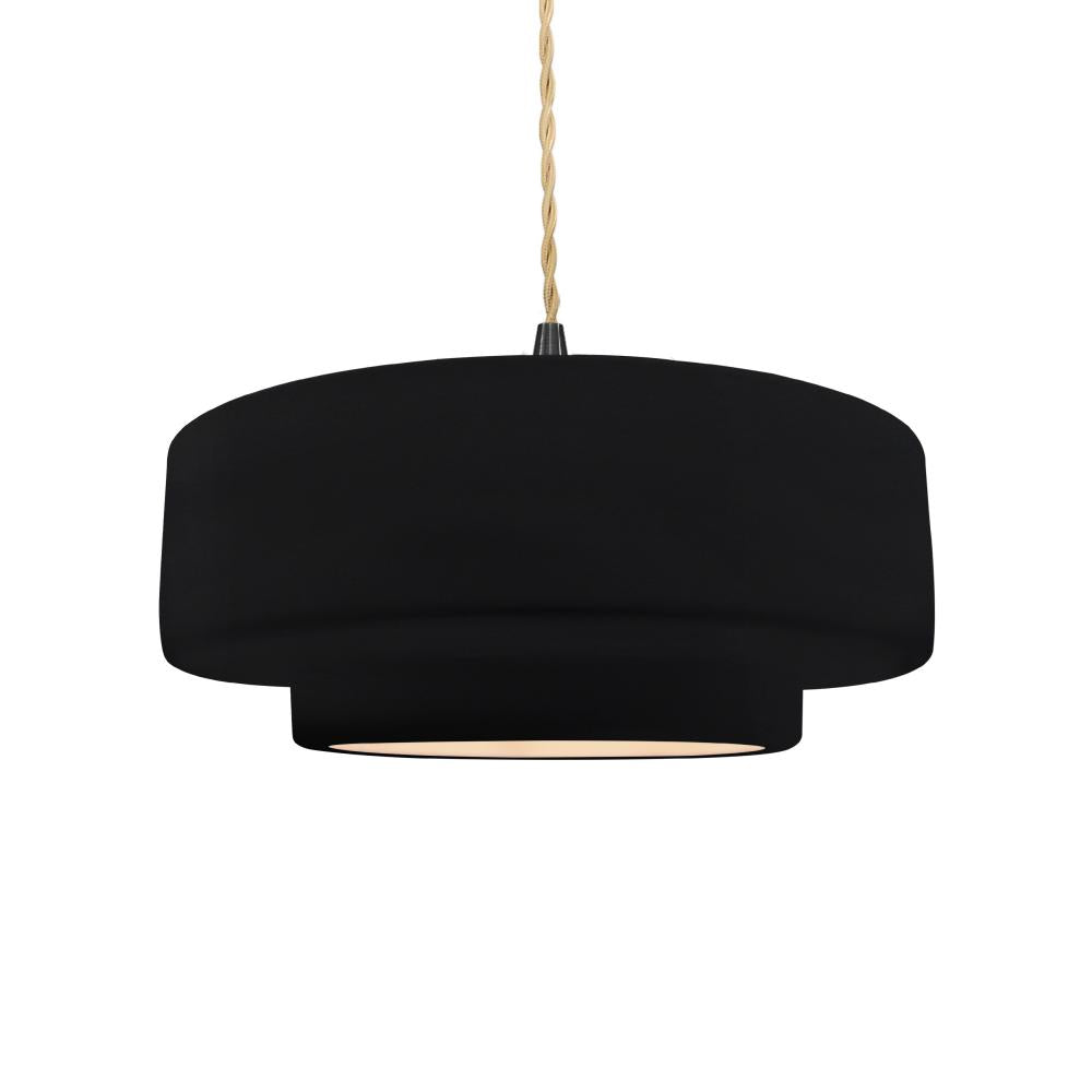 Justice Design Group RADIANCE CER-6543-BKMT-MBLK-BEIG-TWST Pendant - Gloss Black With Matte White Internal