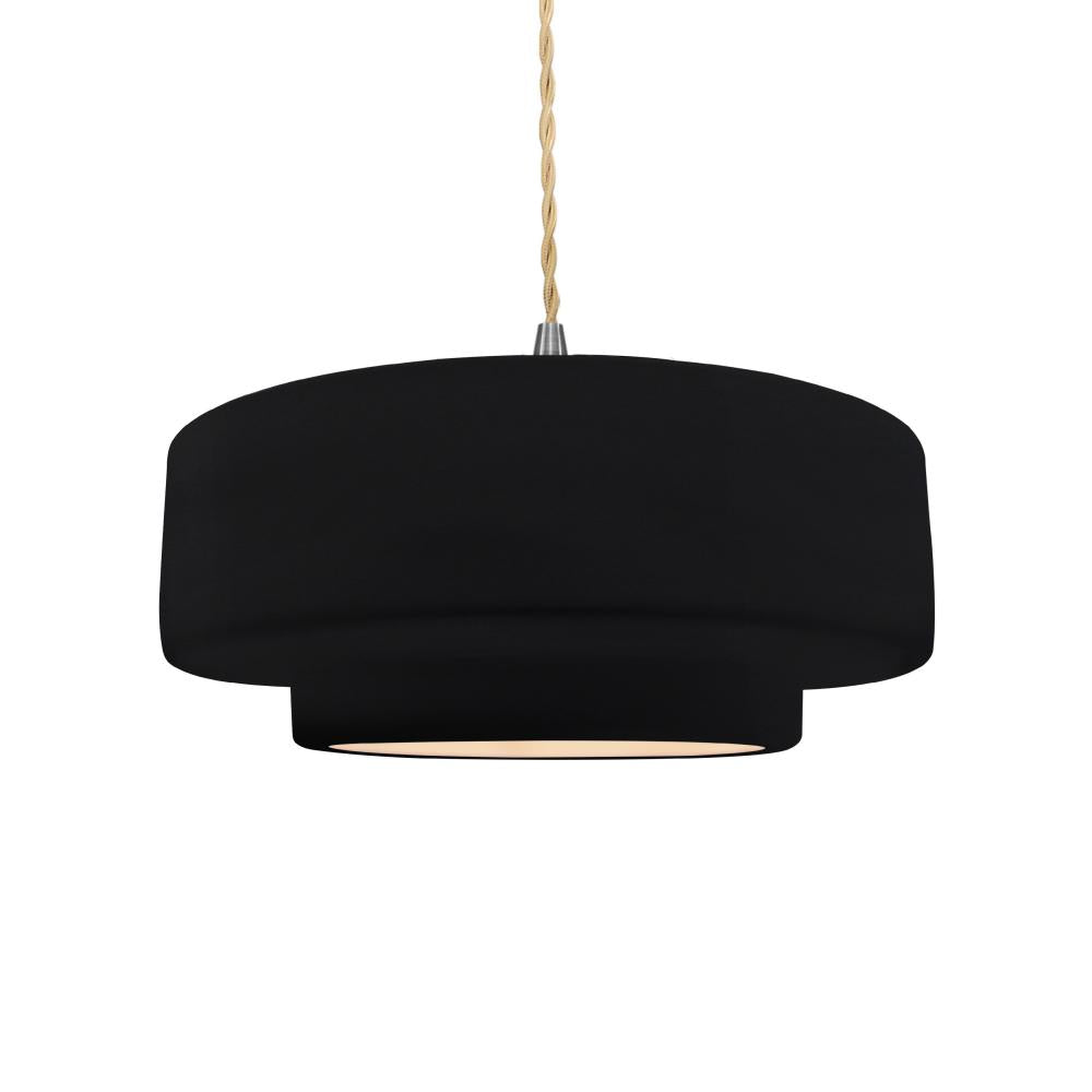 Justice Design Group RADIANCE CER-6543-BKMT-NCKL-BEIG-TWST Pendant - Gloss Black With Matte White Internal