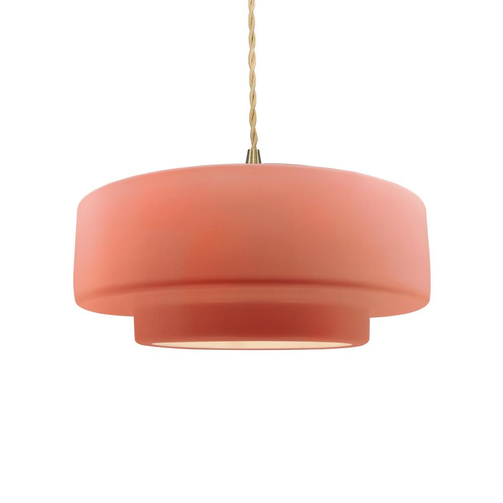 Justice Design Group RADIANCE CER-6543-BSH-BRSS-BEIG-TWST-LED1-700 Pendant - Gloss Blush