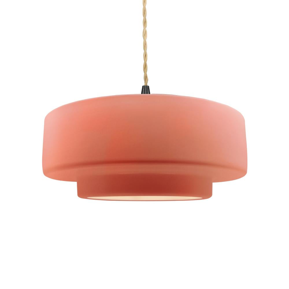 Justice Design Group RADIANCE CER-6543-BSH-MBLK-BEIG-TWST-LED1-700 Pendant - Gloss Blush