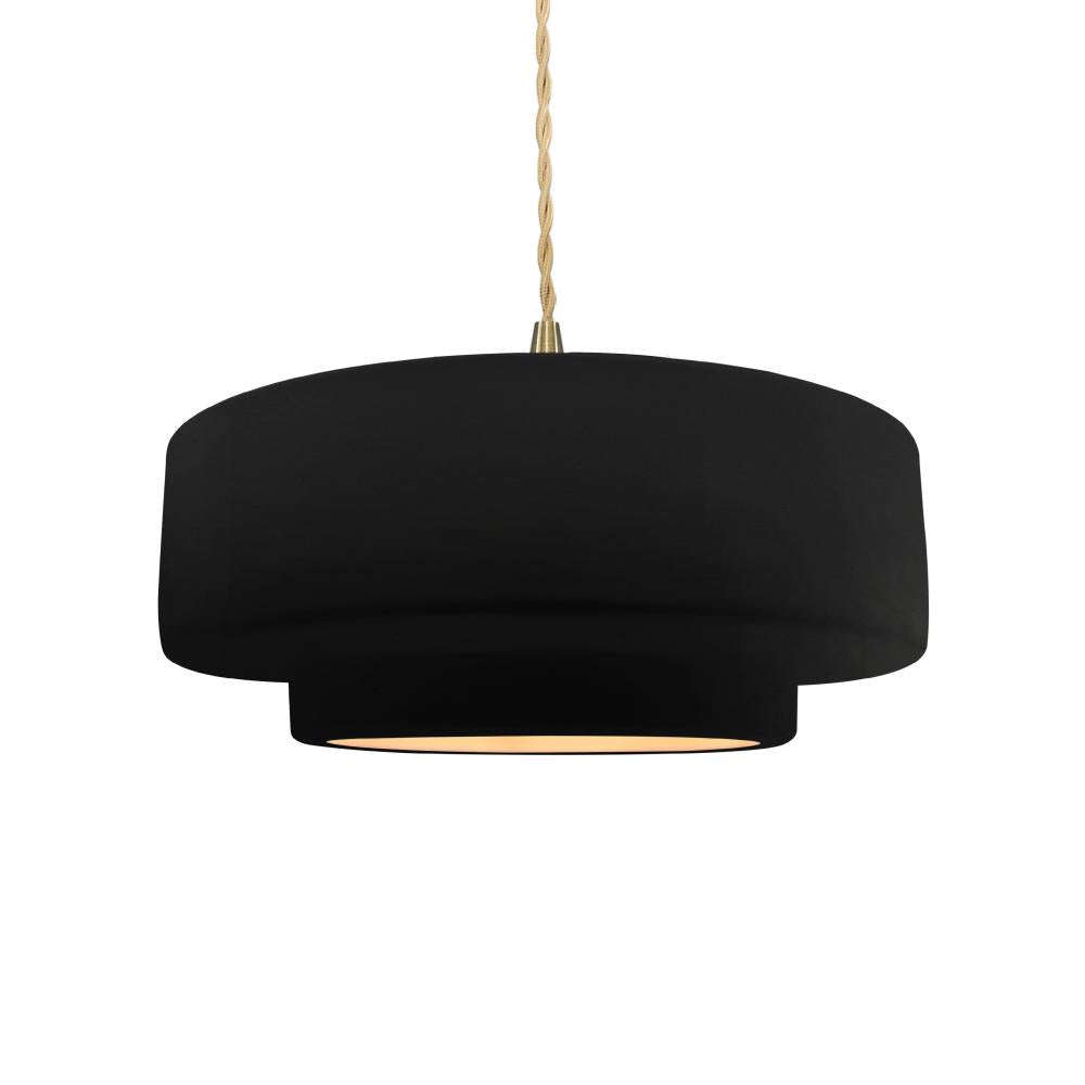 Justice Design Group RADIANCE CER-6543-CBGD-BRSS-BEIG-TWST Pendant - Carbon Matte Black With Champagne Gold Internal