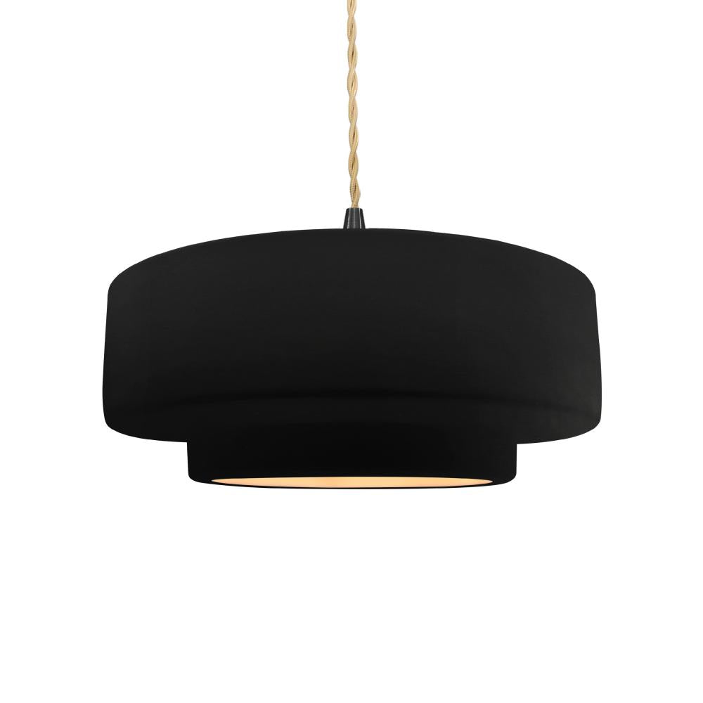 Justice Design Group RADIANCE CER-6543-CBGD-MBLK-BEIG-TWST Pendant - Carbon Matte Black With Champagne Gold Internal