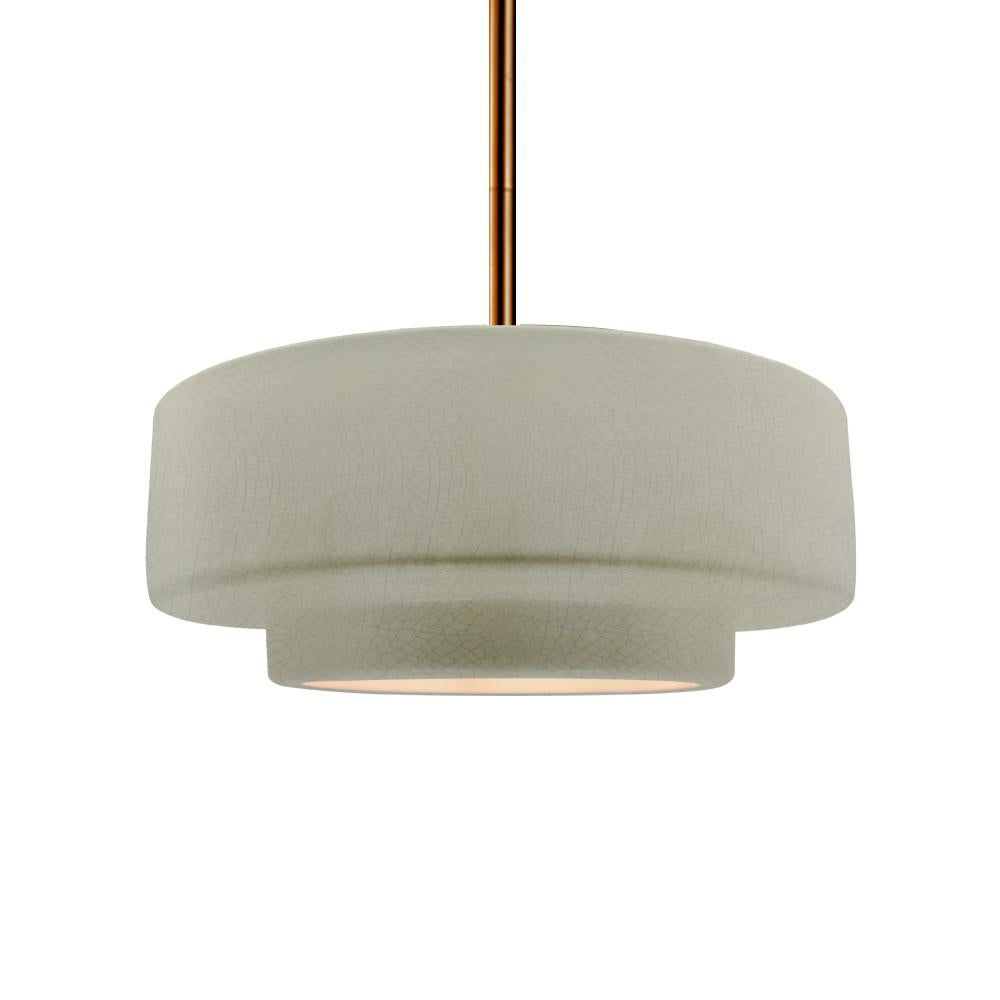 Justice Design Group RADIANCE CER-6543-CKC-BRSS-RIGID Pendant - Celadon Green Crackle