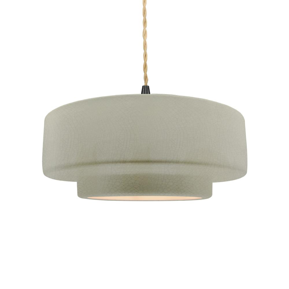 Justice Design Group RADIANCE CER-6543-CKC-MBLK-BEIG-TWST Pendant - Celadon Green Crackle