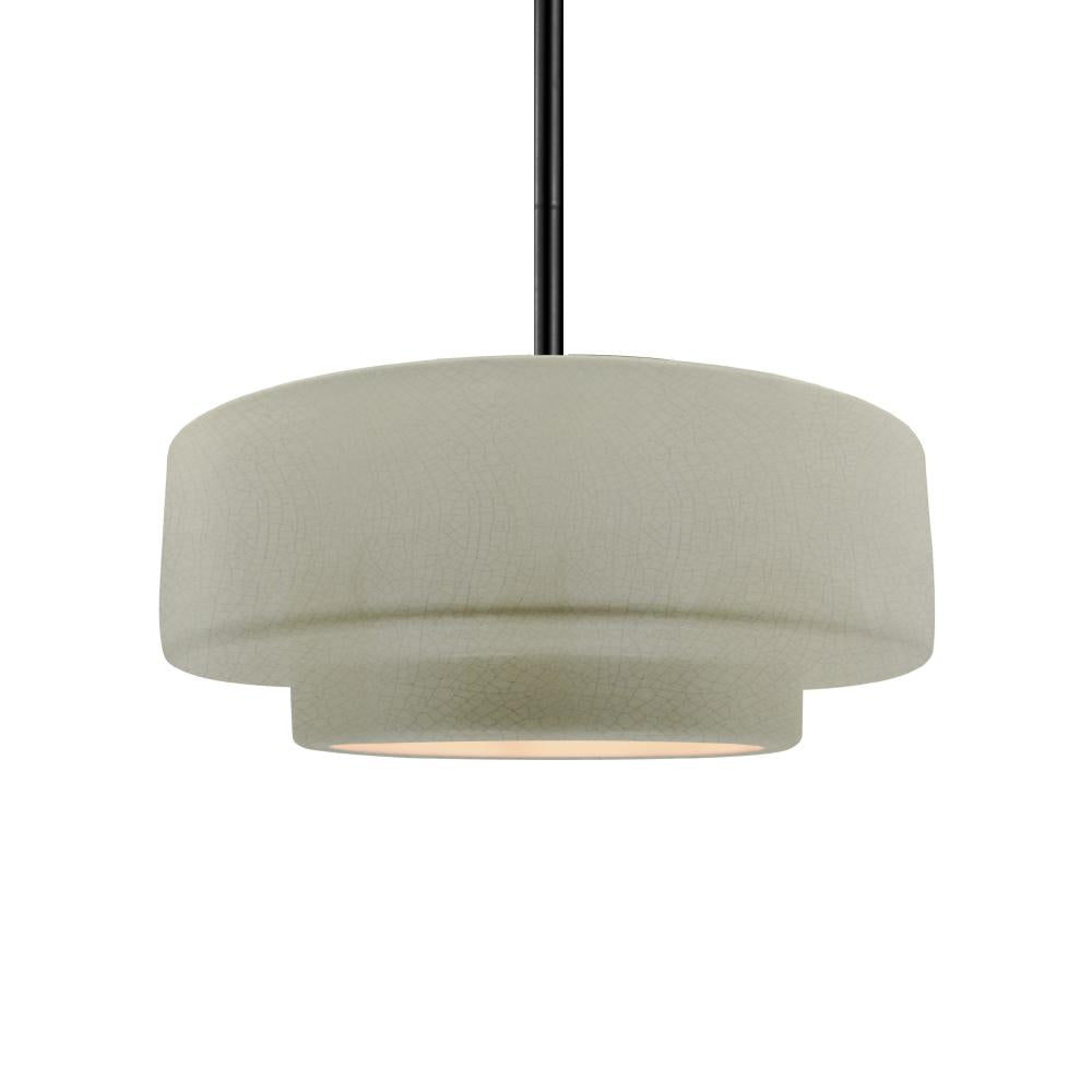 Justice Design Group RADIANCE CER-6543-CKC-MBLK-RIGID Pendant - Celadon Green Crackle