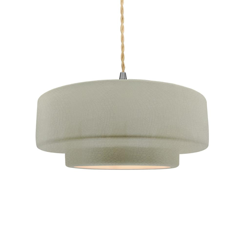 Justice Design Group RADIANCE CER-6543-CKC-NCKL-BEIG-TWST Pendant - Celadon Green Crackle