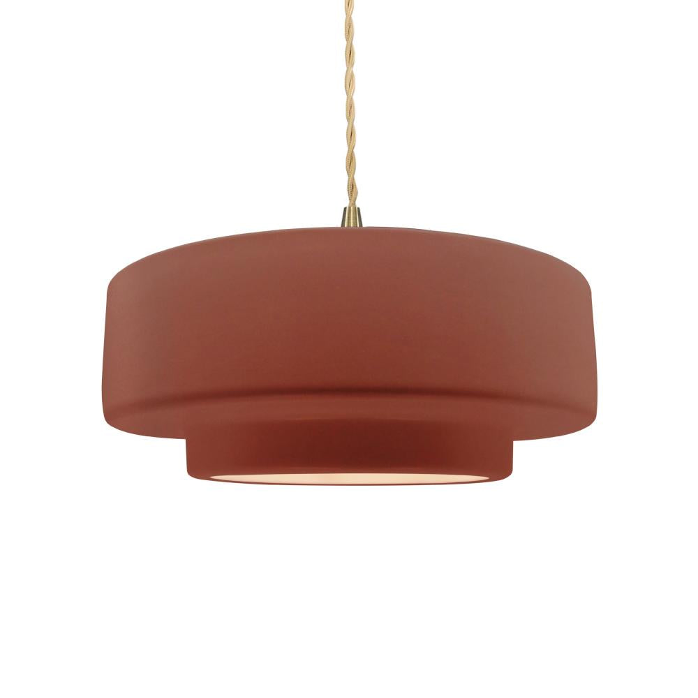 Justice Design Group RADIANCE CER-6543-CLAY-BRSS-BEIG-TWST-LED1-700 Pendant - Canyon Clay