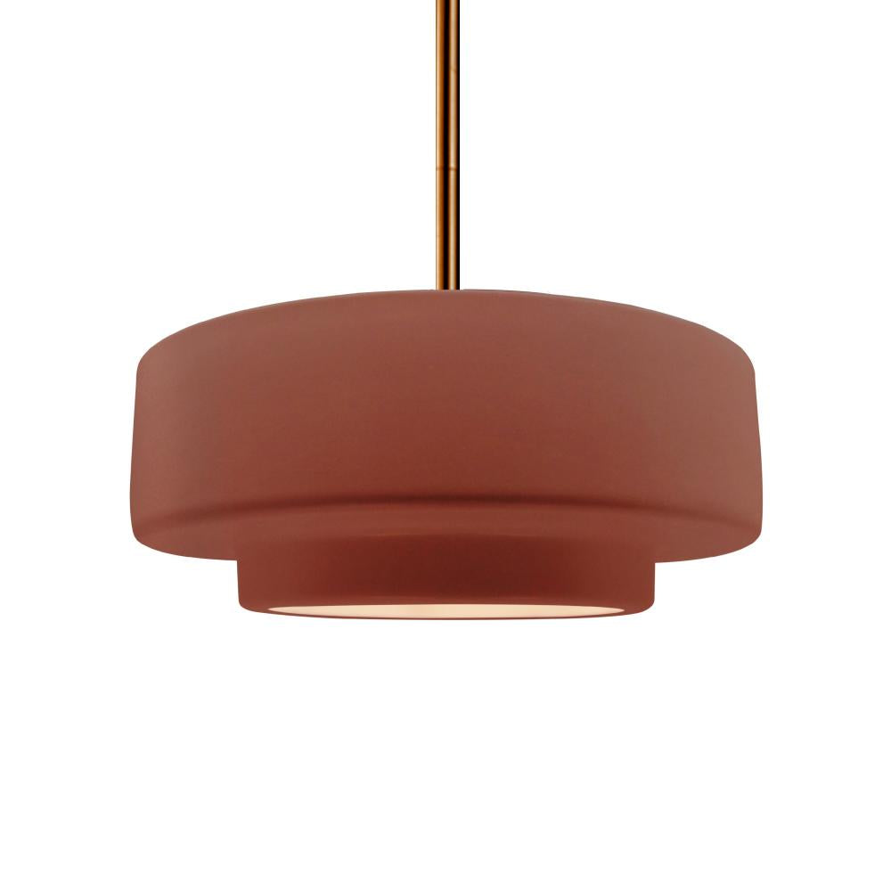 Justice Design Group RADIANCE CER-6543-CLAY-BRSS-RIGID-LED1-700 Pendant - Canyon Clay