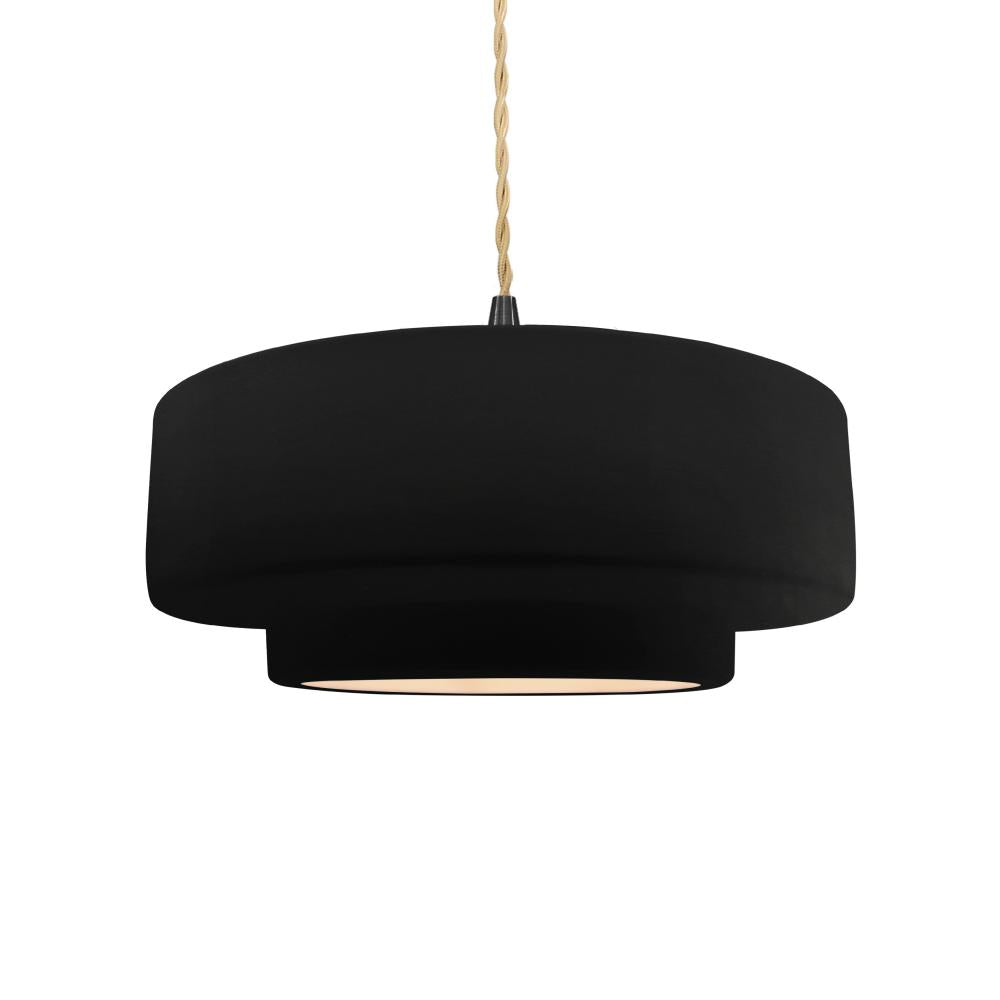 Justice Design Group RADIANCE CER-6543-CRB-MBLK-BEIG-TWST-LED1-700 Pendant - Carbon Matte Black