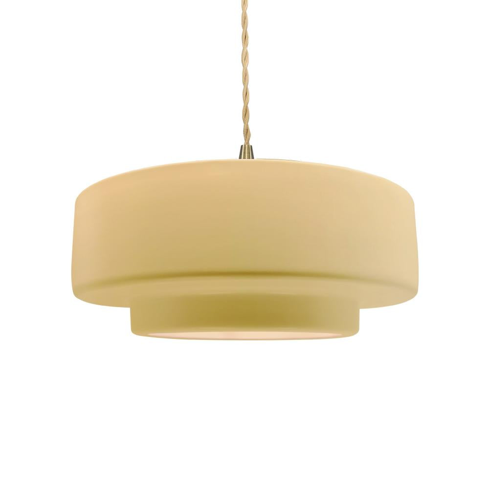 Justice Design Group RADIANCE CER-6543-MYLW-BRSS-BEIG-TWST Pendant - Muted Yellow