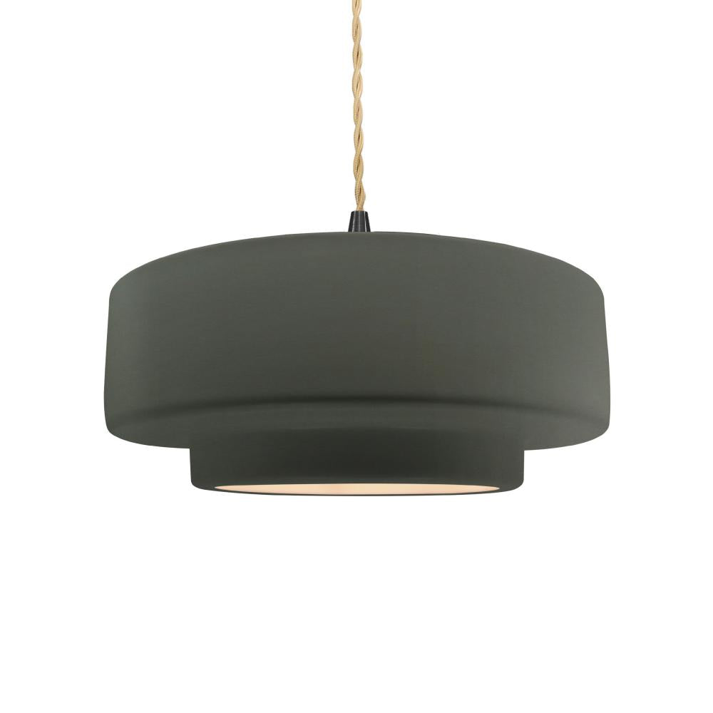 Justice Design Group RADIANCE CER-6543-PWGN-MBLK-BEIG-TWST Pendant - Pewter Green