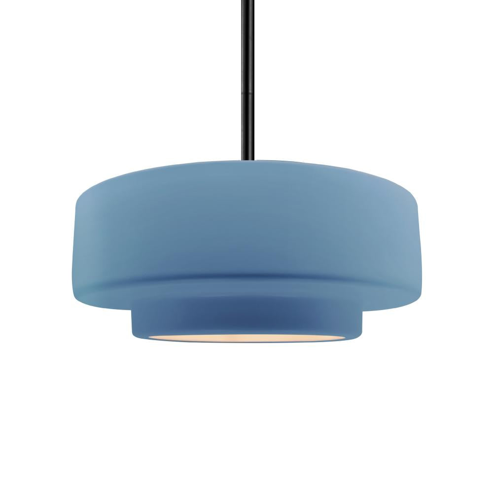 Justice Design Group RADIANCE CER-6543-SKBL-MBLK-RIGID-LED1-700 Pendant - Sky Blue