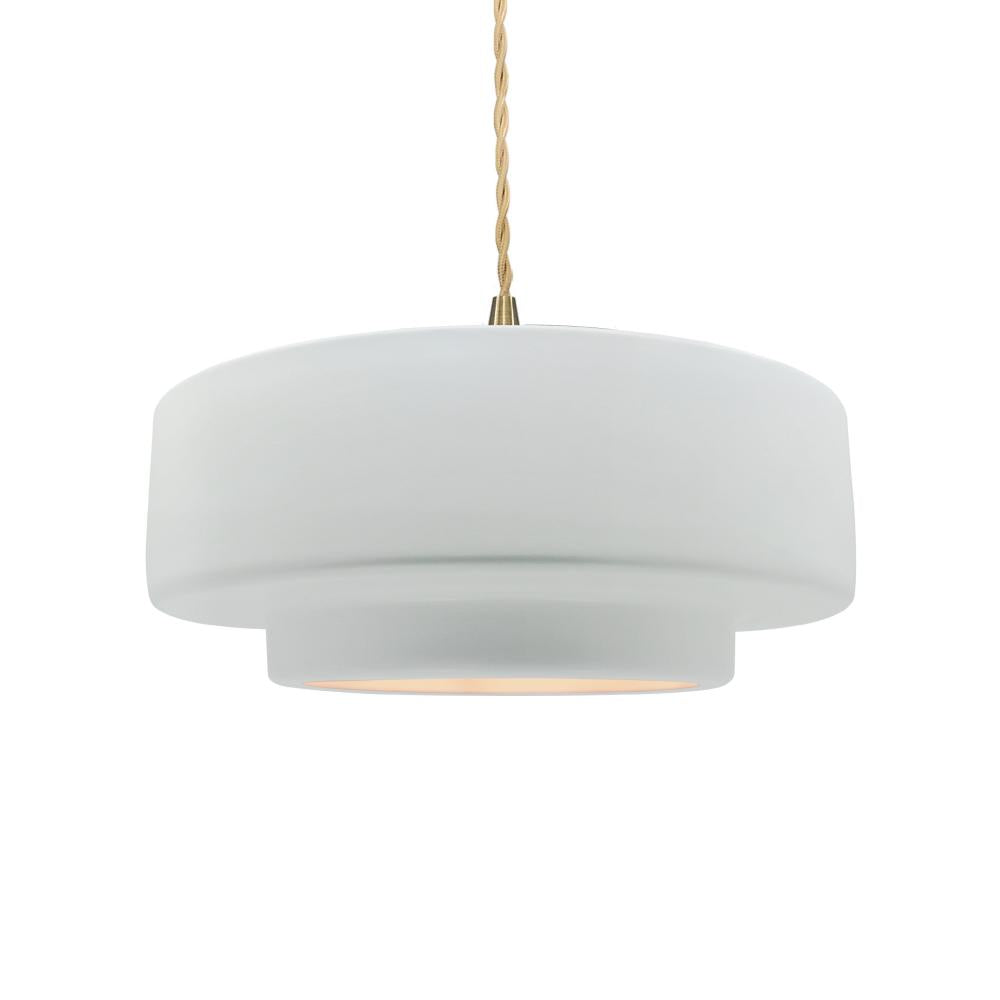 Justice Design Group RADIANCE CER-6543-WHT-BRSS-BEIG-TWST Pendant - Gloss White