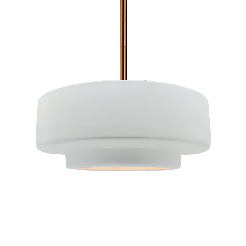 Justice Design Group RADIANCE CER-6543-WHT-BRSS-RIGID-LED1-700 Pendant - Gloss White