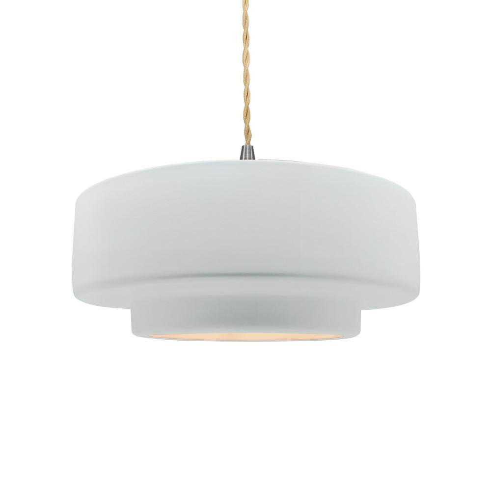 Justice Design Group RADIANCE CER-6543-WHT-NCKL-BEIG-TWST-LED1-700 Pendant - Gloss White