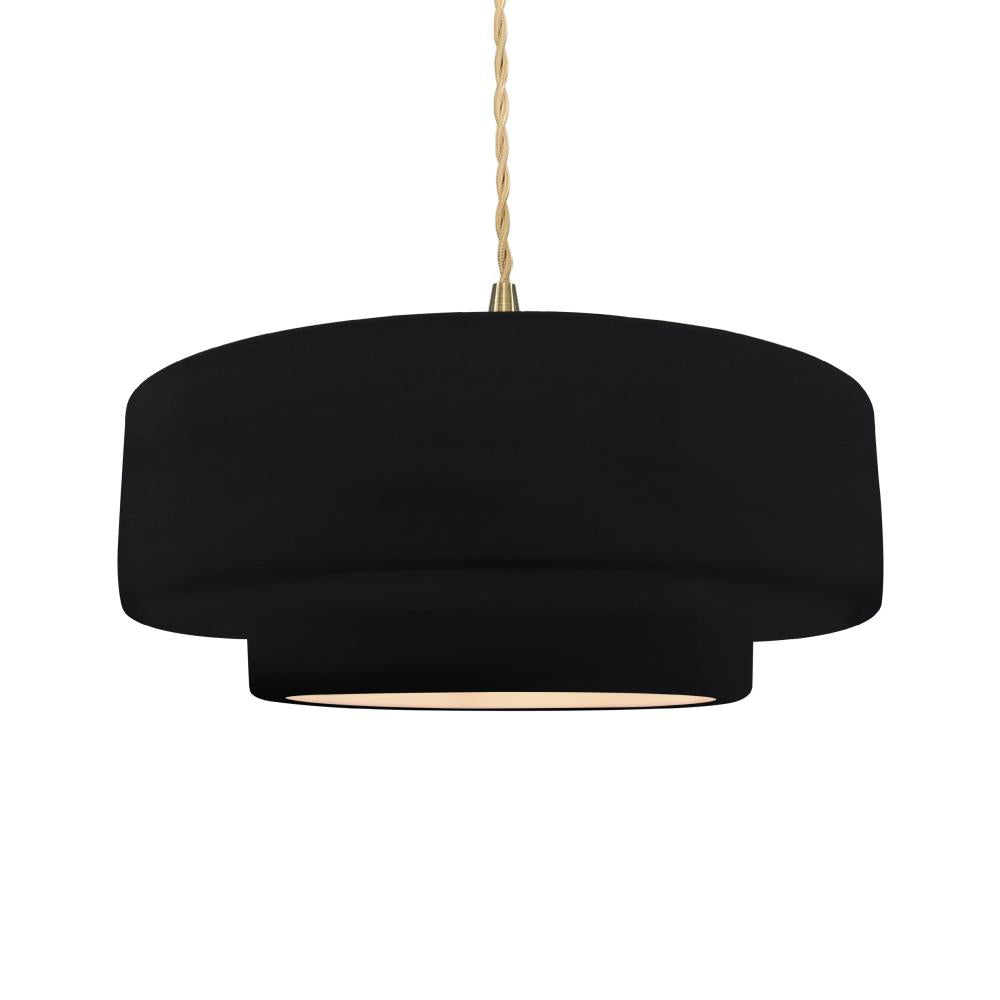 Justice Design Group RADIANCE CER-6545-BKMT-BRSS-BEIG-TWST Pendant - Gloss Black With Matte White Internal