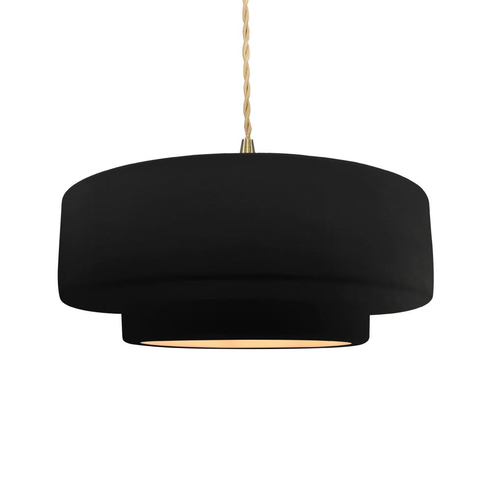 Justice Design Group RADIANCE CER-6545-CBGD-BRSS-BEIG-TWST Pendant - Carbon Matte Black With Champagne Gold Internal