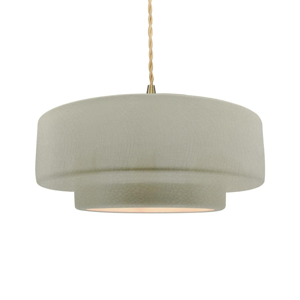 Justice Design Group RADIANCE CER-6545-CKC-BRSS-BEIG-TWST-LED1-700 Pendant - Celadon Green Crackle