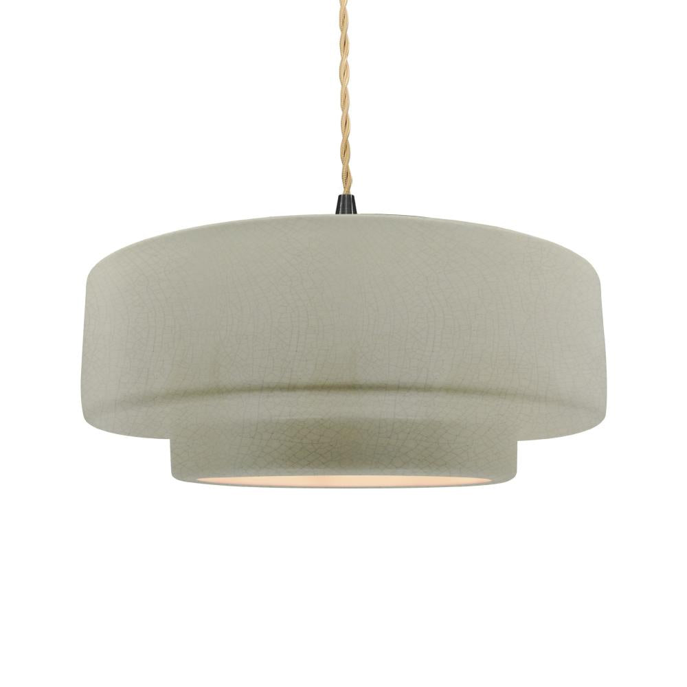 Justice Design Group RADIANCE CER-6545-CKC-MBLK-BEIG-TWST Pendant - Celadon Green Crackle