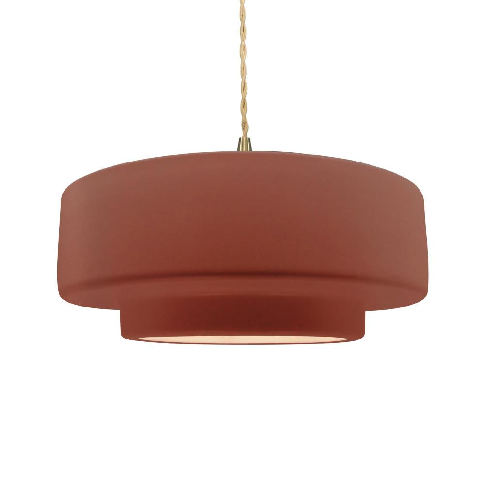 Justice Design Group RADIANCE CER-6545-CLAY-BRSS-BEIG-TWST-LED1-700 Pendant - Canyon Clay