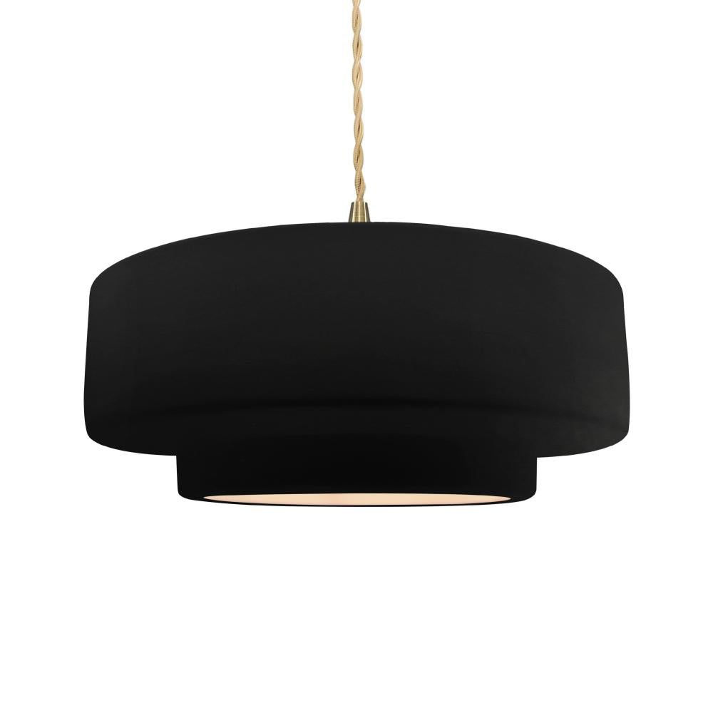 Justice Design Group RADIANCE CER-6545-CRB-BRSS-BEIG-TWST-LED1-700 Pendant - Carbon Matte Black