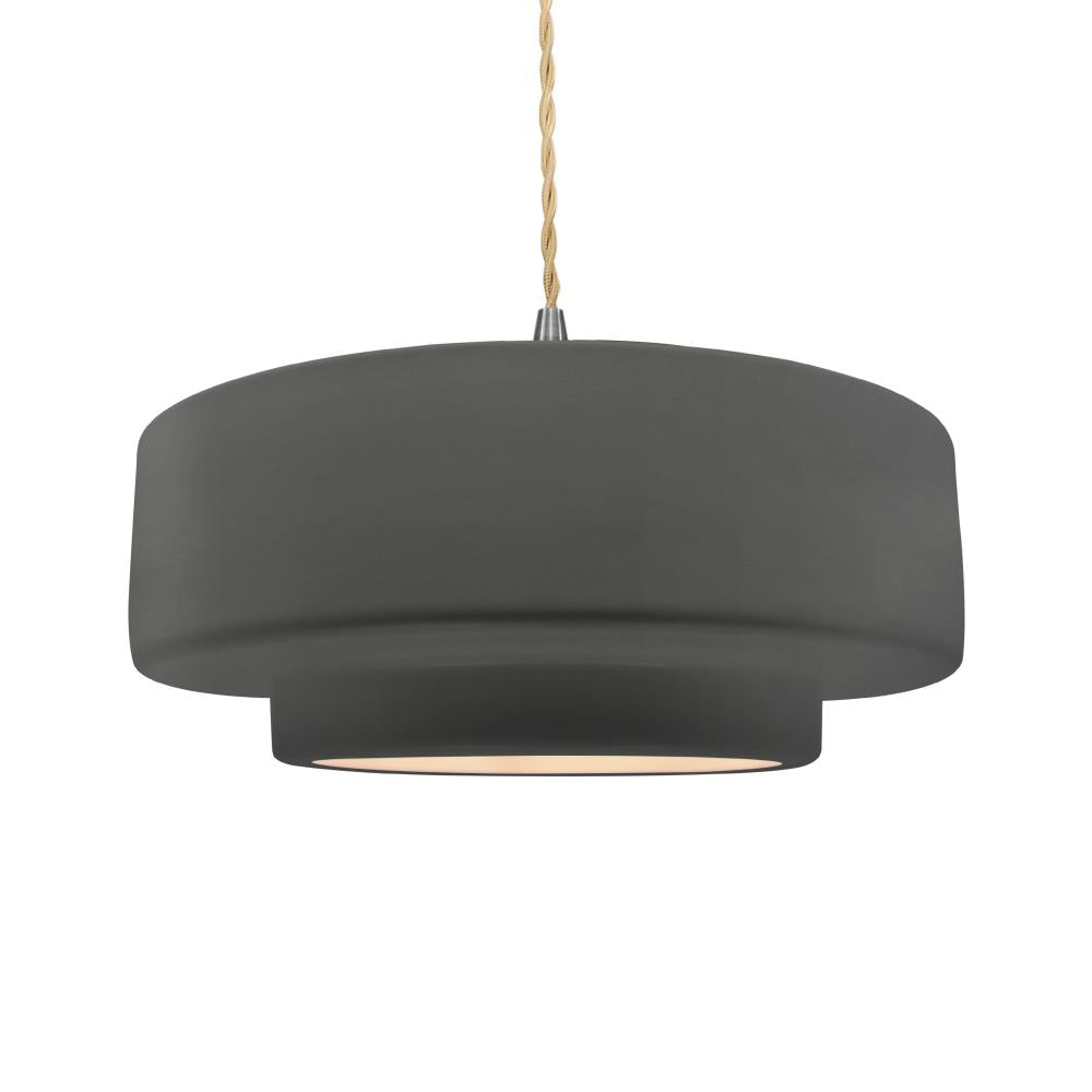 Justice Design Group RADIANCE CER-6545-GRY-NCKL-BEIG-TWST Pendant - Gloss Grey