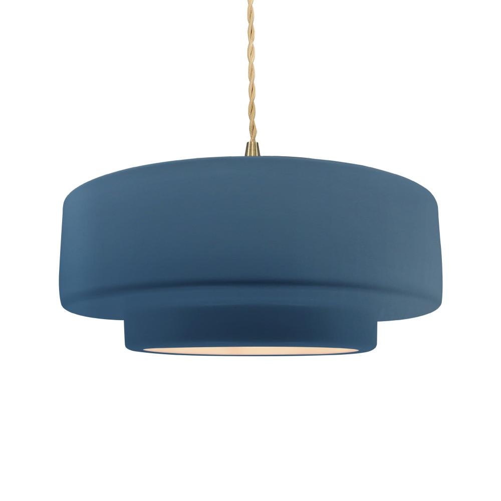 Justice Design Group RADIANCE CER-6545-MDMT-BRSS-BEIG-TWST-LED1-700 Pendant - Midnight Sky With Matte White Internal