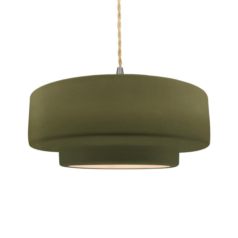 Justice Design Group RADIANCE CER-6545-MGRN-NCKL-BEIG-TWST Pendant - Matte Green