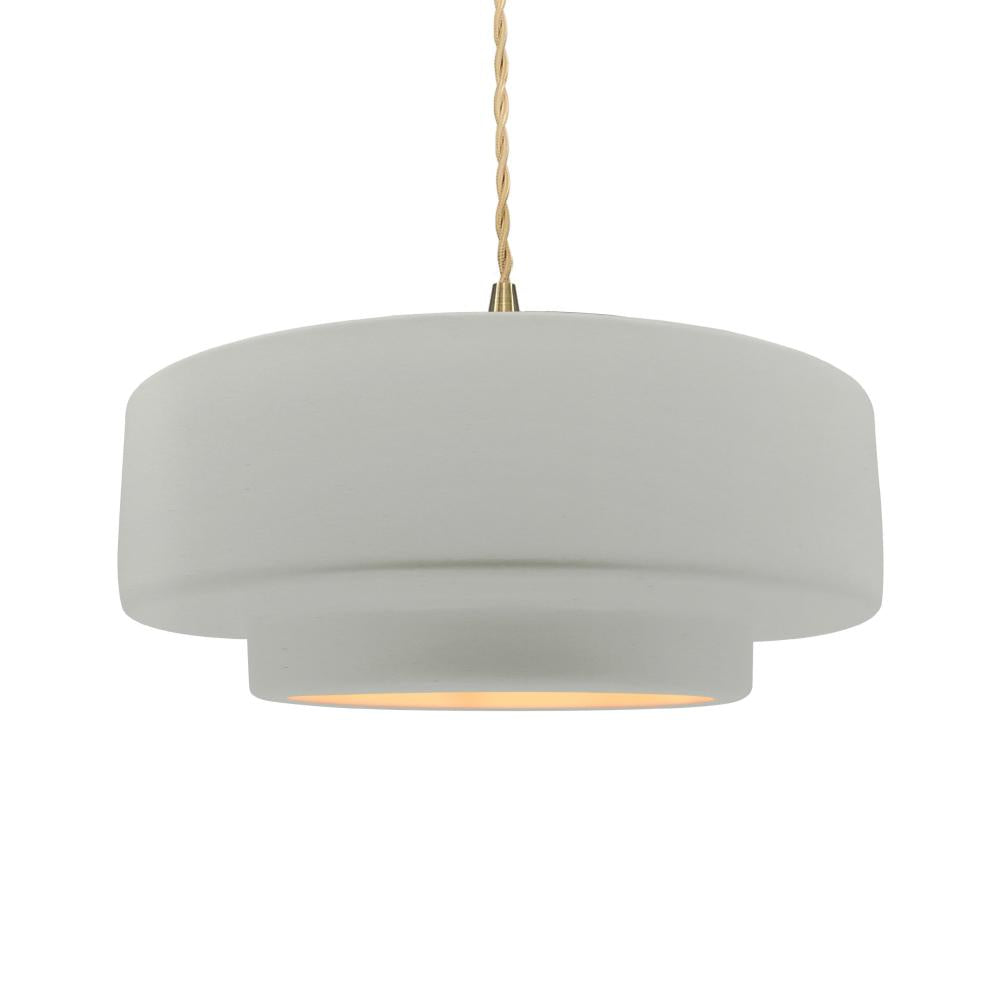 Justice Design Group RADIANCE CER-6545-MTGD-BRSS-BEIG-TWST-LED1-700 Pendant - Matte White With Champagne Gold Internal