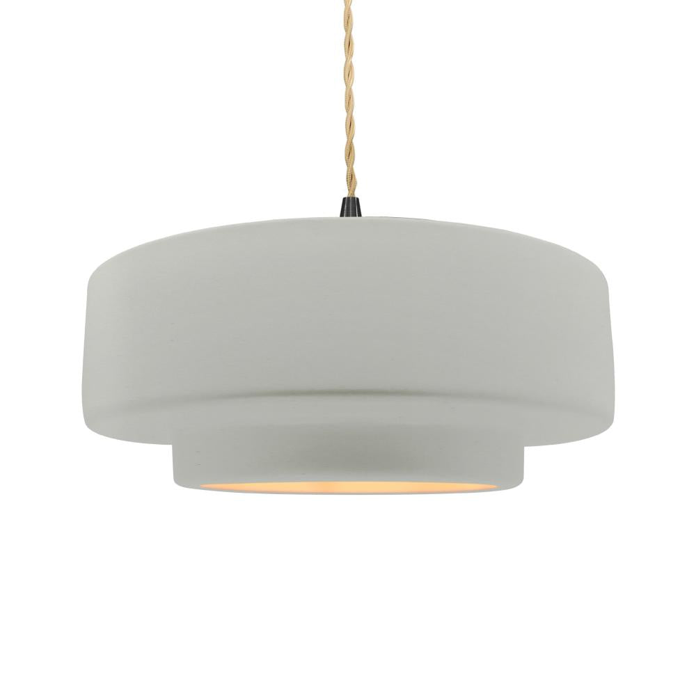 Justice Design Group RADIANCE CER-6545-MTGD-MBLK-BEIG-TWST-LED1-700 Pendant - Matte White With Champagne Gold Internal