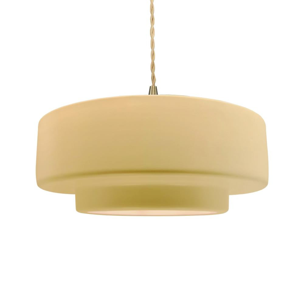 Justice Design Group RADIANCE CER-6545-MYLW-BRSS-BEIG-TWST-LED1-700 Pendant - Muted Yellow