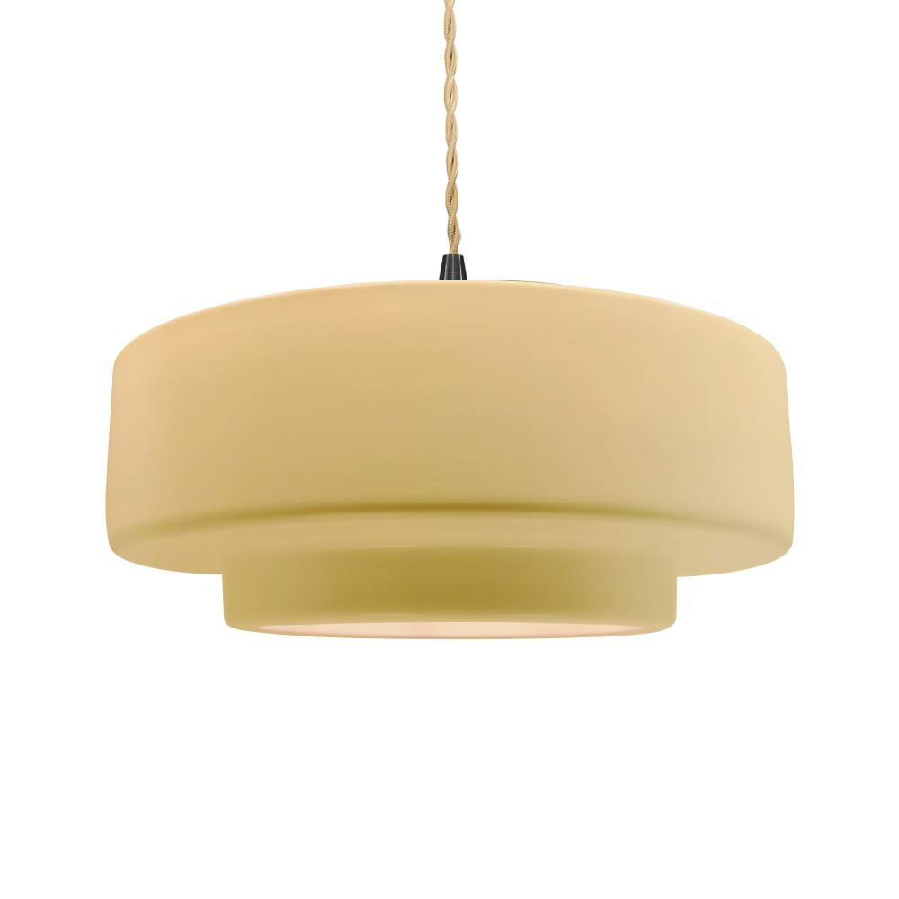 Justice Design Group RADIANCE CER-6545-MYLW-MBLK-BEIG-TWST Pendant - Muted Yellow