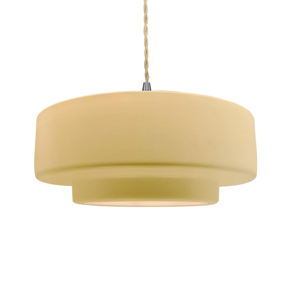 Justice Design Group RADIANCE CER-6545-MYLW-NCKL-BEIG-TWST-LED1-700 Pendant - Muted Yellow