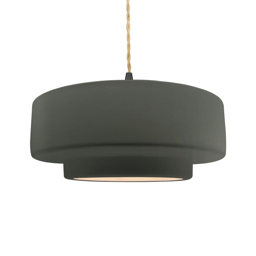 Justice Design Group RADIANCE CER-6545-PWGN-MBLK-BEIG-TWST Pendant - Pewter Green