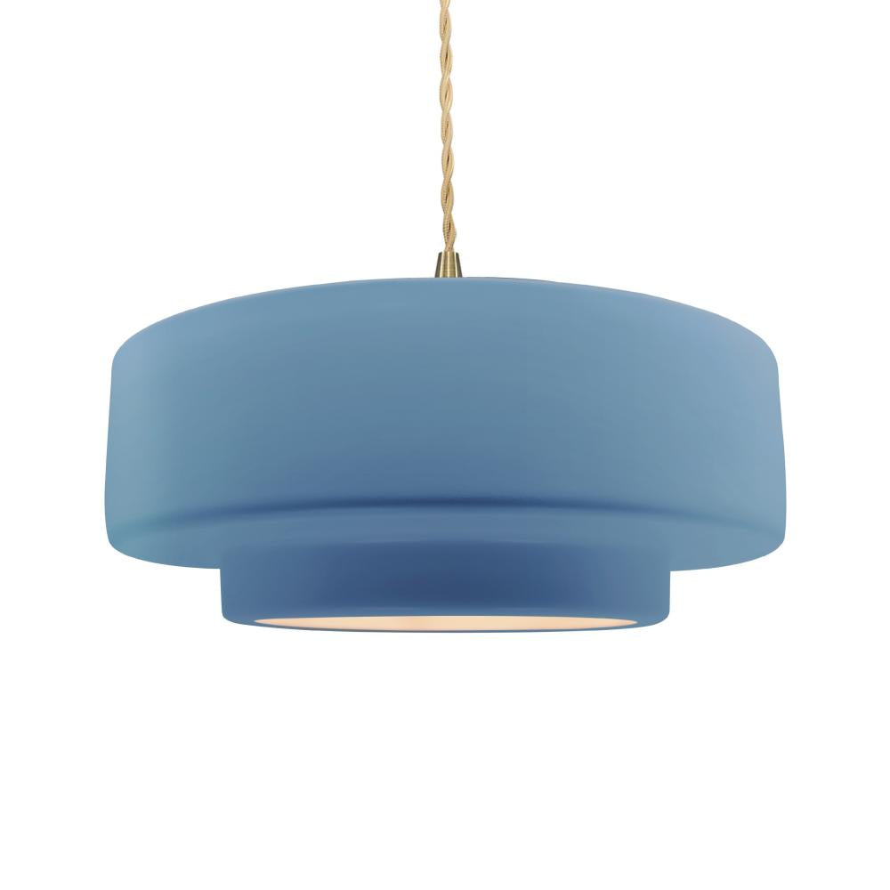 Justice Design Group RADIANCE CER-6545-SKBL-BRSS-BEIG-TWST Pendant - Sky Blue