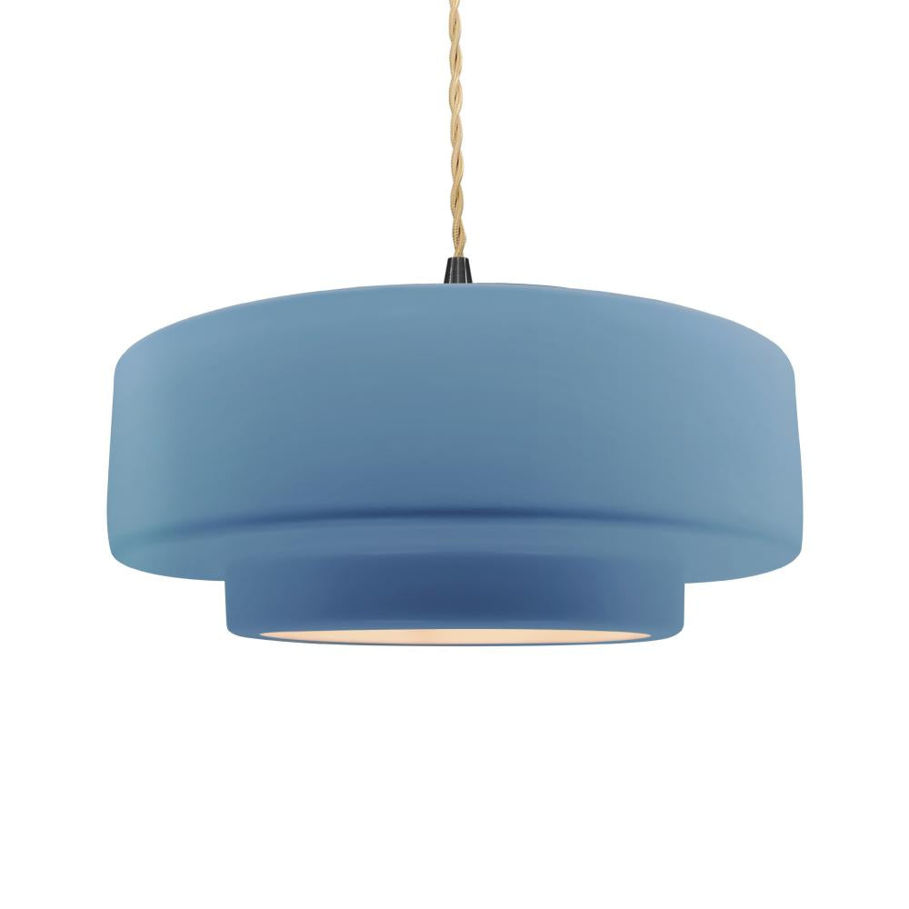 Justice Design Group RADIANCE CER-6545-SKBL-MBLK-BEIG-TWST Pendant - Sky Blue