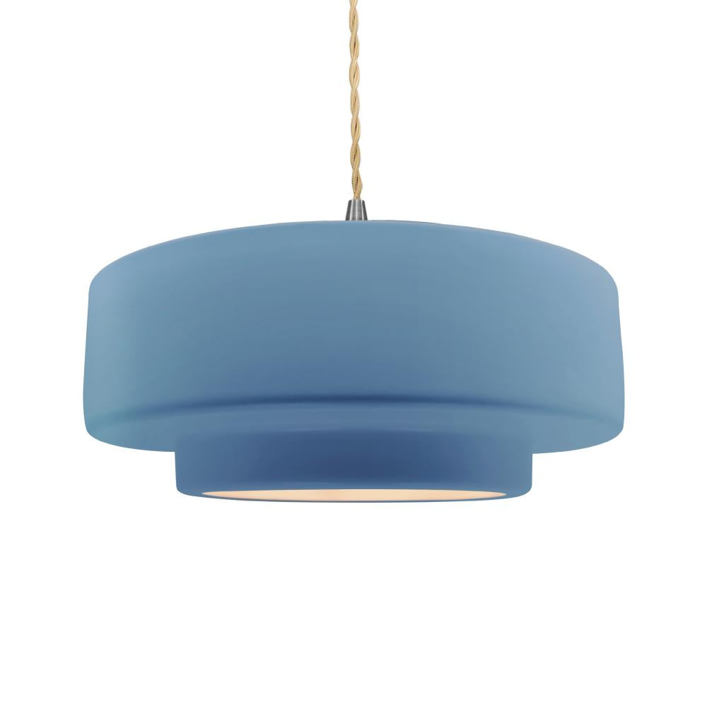 Justice Design Group RADIANCE CER-6545-SKBL-NCKL-BEIG-TWST Pendant - Sky Blue