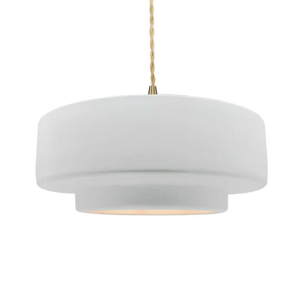 Justice Design Group RADIANCE CER-6545-WTWT-BRSS-BEIG-TWST Pendant - Gloss White